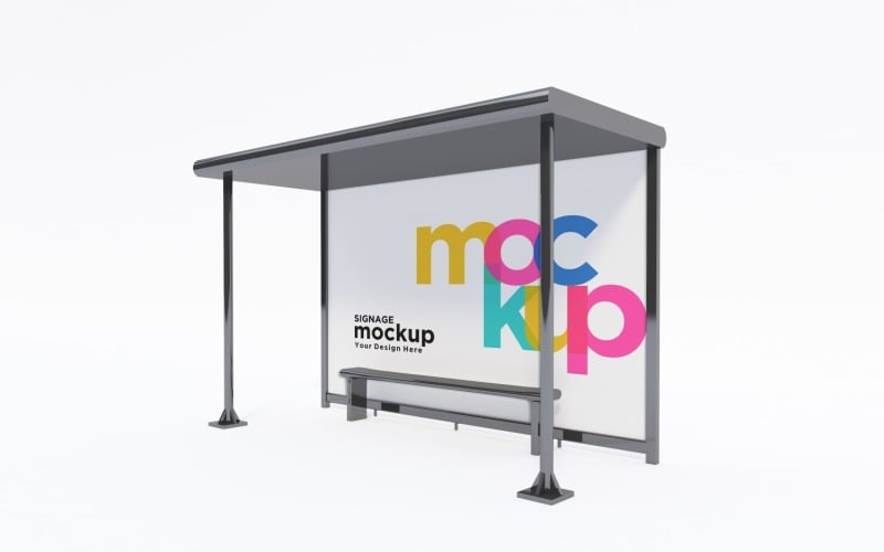 Bus Stop signage advertisement Mockup Template Product Mockup