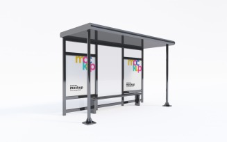 Bus Stop signage Advertising With Two Mockup