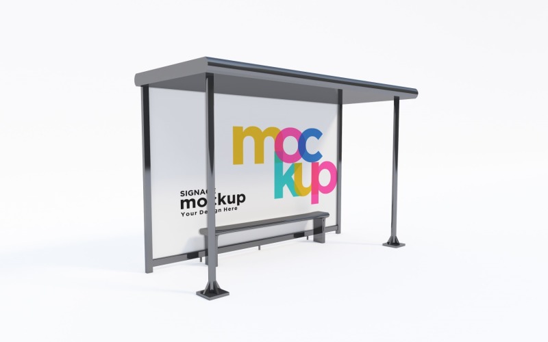Bus Stop signage Mockup advertisement Template Product Mockup
