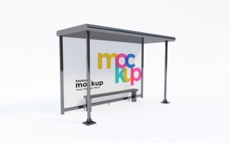 Bus Stop signage Mockup advertisement Template