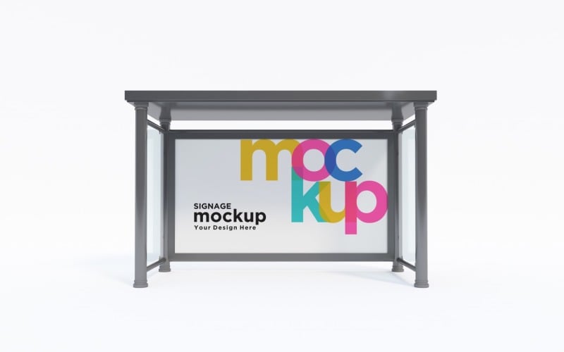 Bus Stop signage Mockup advertising Template Product Mockup