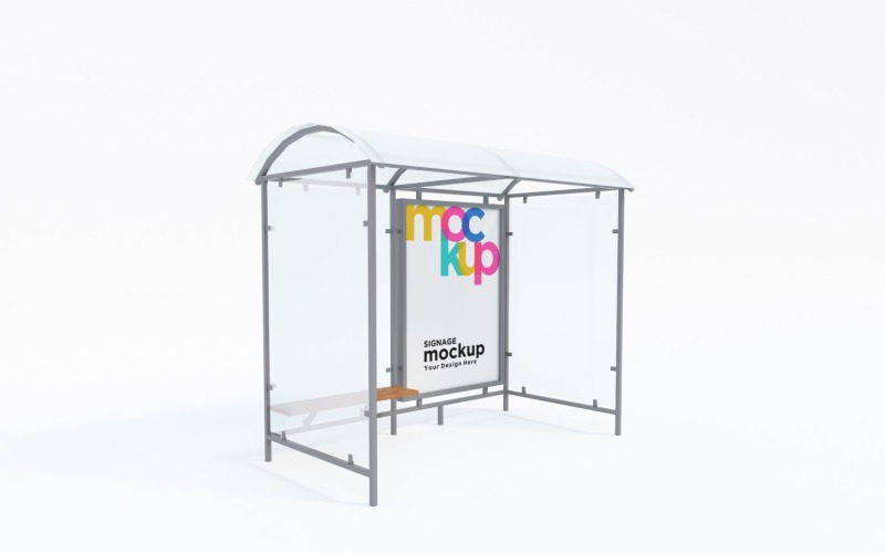 Bus Stop with Signage Mockup Product Mockup