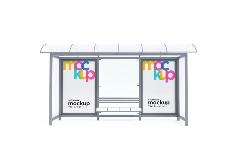 Bus Stop with Two advertisement Mockup Template Product Mockup