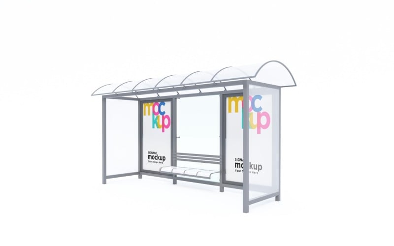 Bus Stop with Two advertisement Mockup Product Mockup