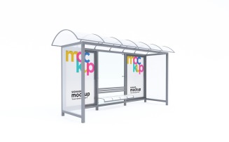 Bus Stop with Two Advertising Mockup Template
