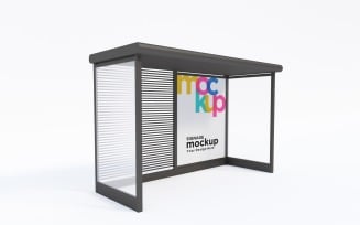 City Bus Shelter advertisement Sign Mockup Template