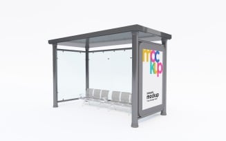 City Bus Stop Sign Mockup advertisement Template