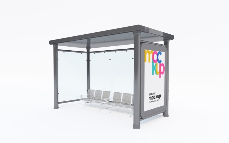 City Bus Stop Sign Mockup advertisement Template Product Mockup