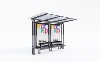 City Bus Stop With Two Billboard Advertising Mockup