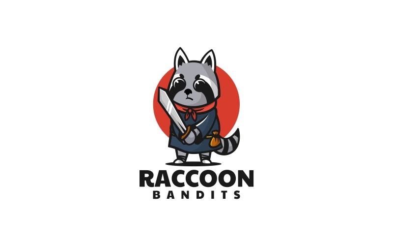 Raccoon Bandit Cartoon Logo Logo Template