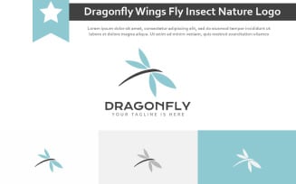 Beautiful Dragonfly Wings Fly Insect Nature Simple Abstract Logo Idea