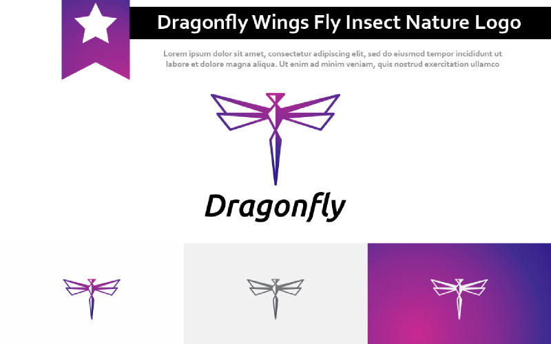 Beautiful Elegant Dragonfly Wings Fly Insect Nature Logo Symbol Idea Logo Template