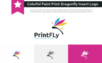 Colorful Paint Print Dragonfly Insect Wings Fly Logo Symbol Idea