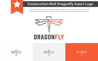 Construction Bolt Dragonfly Wings Fly Insect Line Abstract Logo Idea