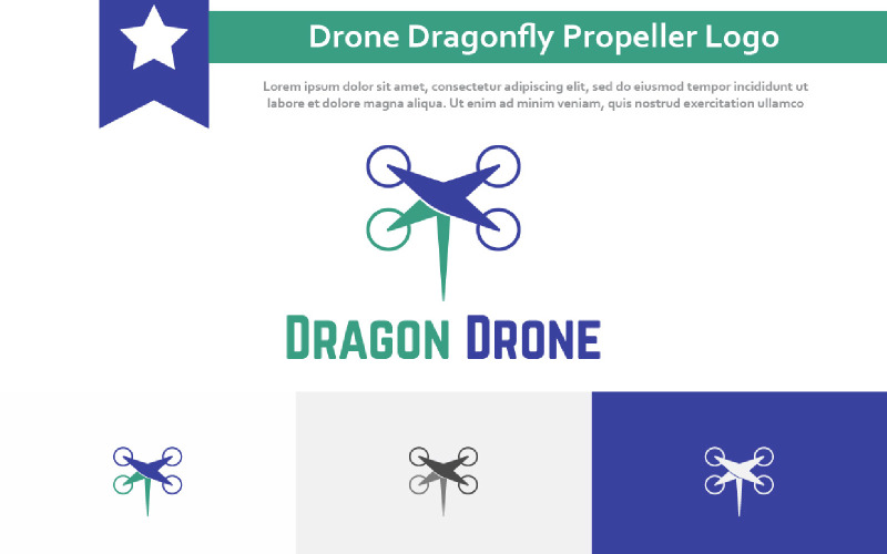 Dragon Drone Dragonfly Insect Propeller Fly Technology Simple Logo Idea Logo Template