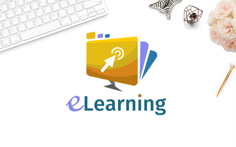 E learning LOGO For Online Education Or Distance Education Institutions And Brands. Logo Template