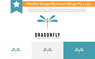 Freedom Healthy Dragonfly Insect Wings Fly Nature Logo Symbol Idea