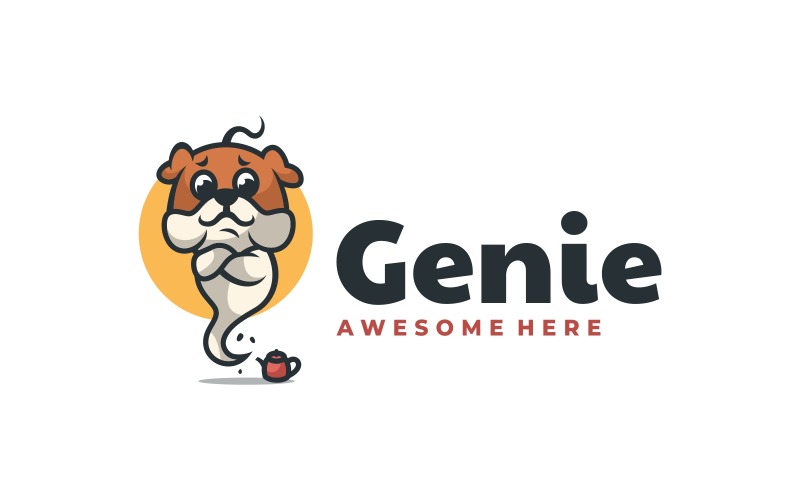 Genie Bulldog Cartoon Logo Logo Template