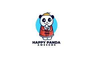Happy Panda Simple Mascot Logo