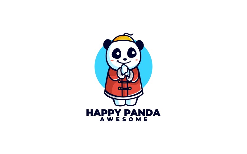 Happy Panda Simple Mascot Logo Logo Template