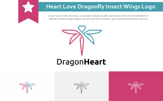 Heart Love Dragonfly Insect Wings Fly Nature Logo Symbol Idea