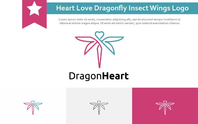 Heart Love Dragonfly Insect Wings Fly Nature Logo Symbol Idea Logo Template