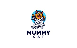 Mummy Cat Cartoon Logo Style