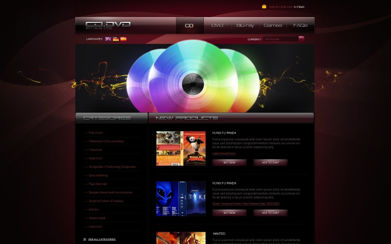 DVD Store PSD Template