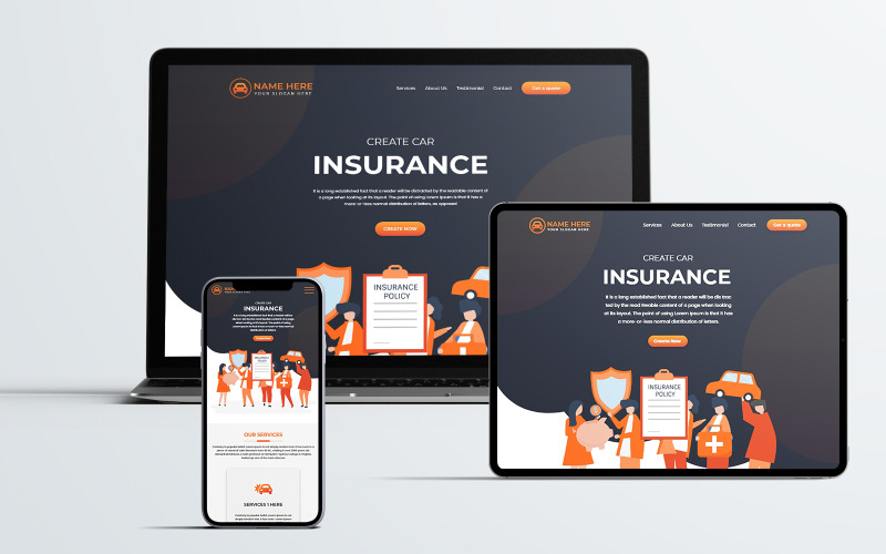 Insu – Car Insurance One Page HTML5 Template Landing Page Template