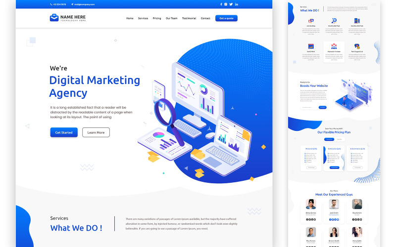 Marketing Agency One Page HTML5 Template Landing Page Template