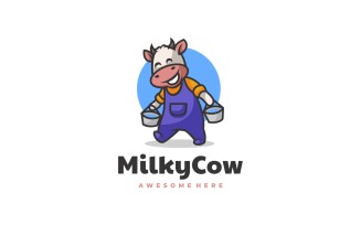 Milky Cow Mascot Cartoon Logo