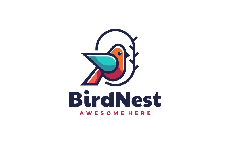 Bird Nest Simple Mascot Logo Logo Template