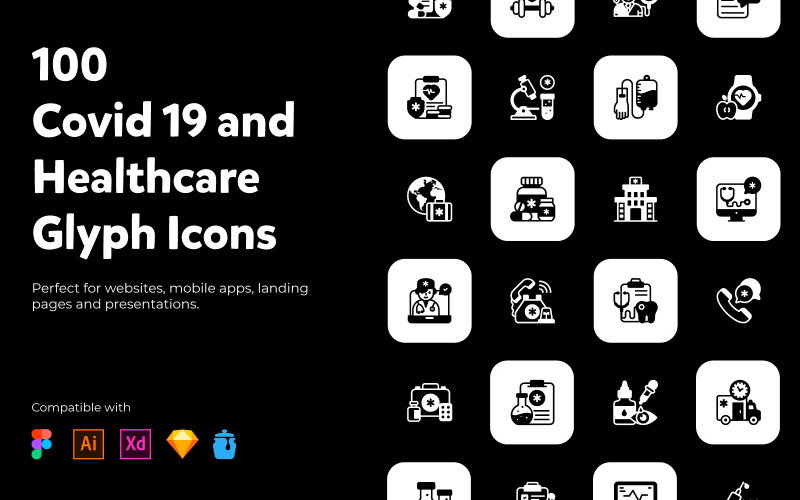 Covid19, Medical and Healthcare Filled Icons Pack Icon Set