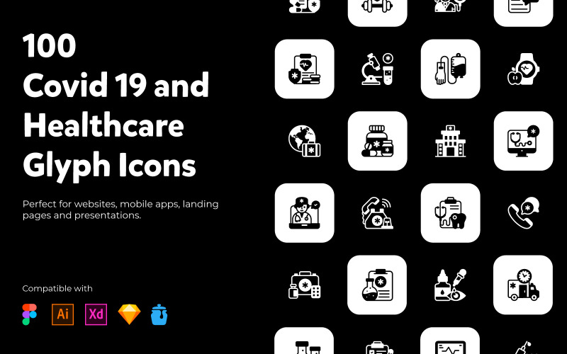 Covid19, Medical and Healthcare Filled Icons Pack Icon Set