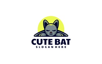 Cute Bat Simple Mascot Logo Style