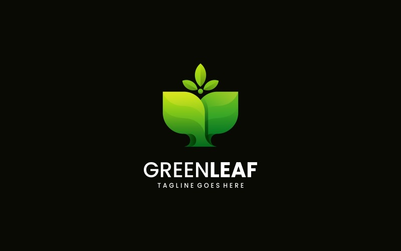 Green Leaf Gradient Logo Style Logo Template