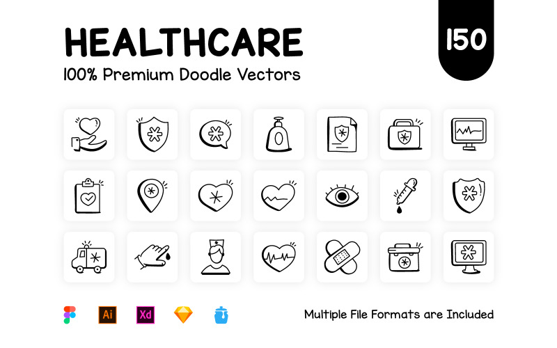 150 Medical and Healthcare Icons Icon Set