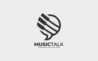 Music Talk Line Art Logo Style
