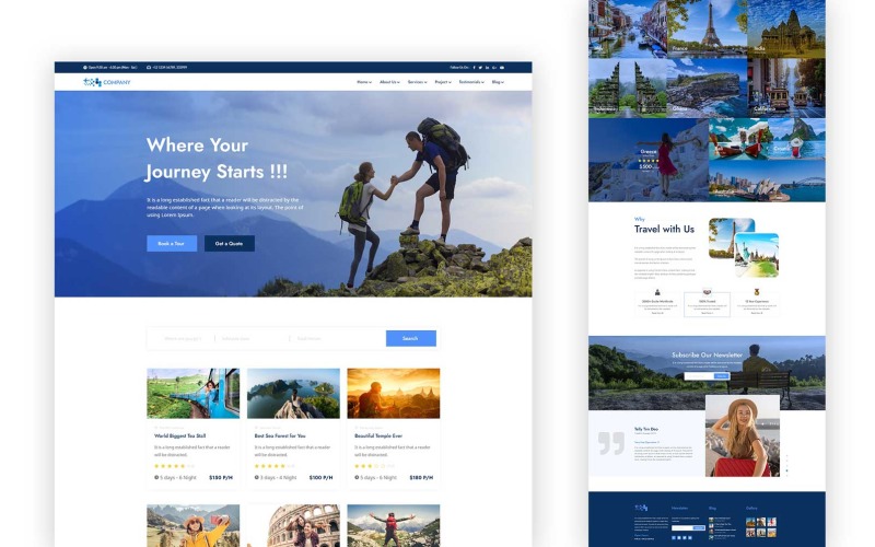 Trago-Travel Agency One Page HTML Template Landing Page Template
