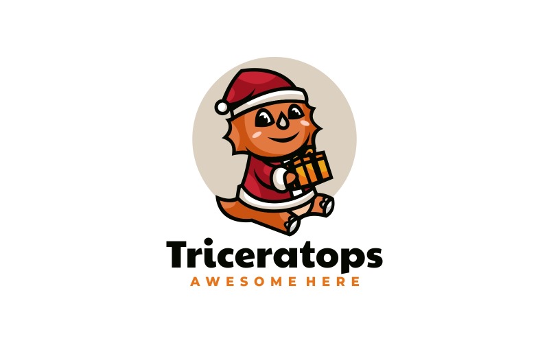 Triceratops Cartoon Logo Template