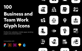 Business and Teamwork Solid Icons Set