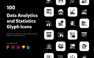 Data Analytics and Statistics Solid Icons Set