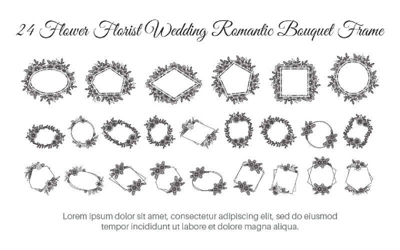 24 Flower Florist Wedding Romantic Bouquet Frame Background