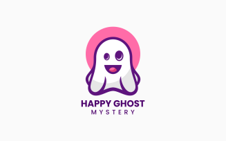 Happy Ghost Simple Logo Style