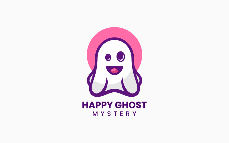 Happy Ghost Simple Logo Style Logo Template