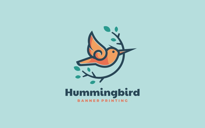 Hummingbird Simple Mascot Logo Logo Template