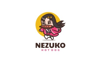 Nezuko Girl Mascot Cartoon Logo