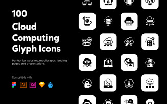 Set of Cloud Computing Solid Icons