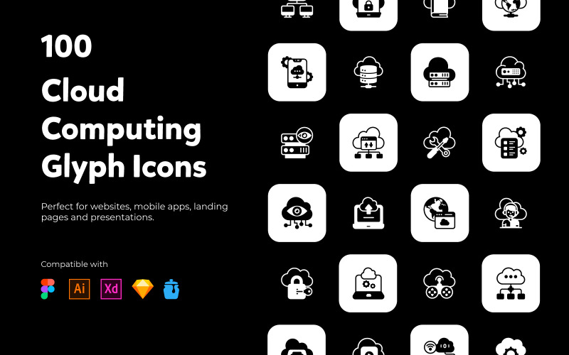 Set of Cloud Computing Solid Icons Icon Set