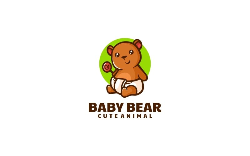 Baby Bear Simple Mascot Logo Logo Template